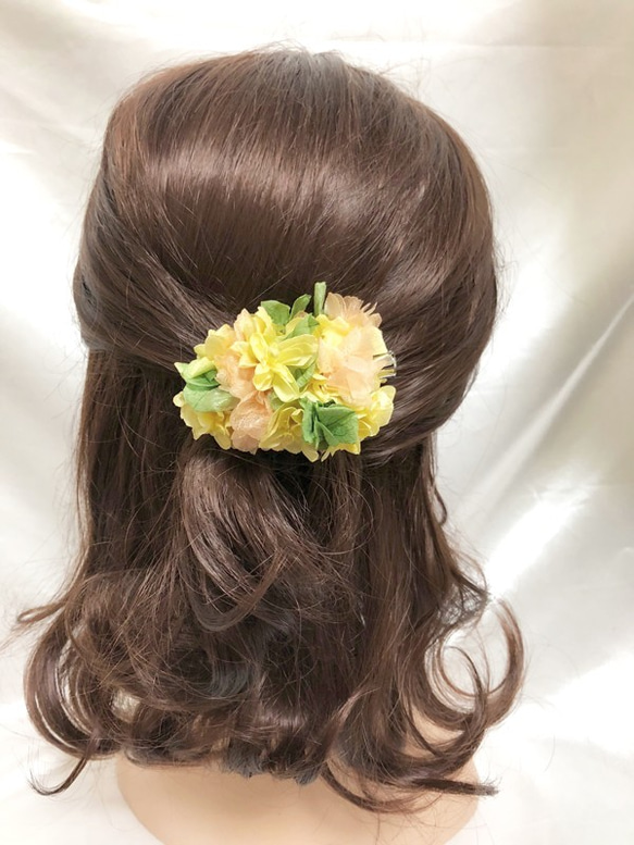 【プリザーブドフラワー/ヘアアクセサリーシリーズ2点セット/本当の紫陽花の髪飾り】3色の紫陽花 8枚目の画像