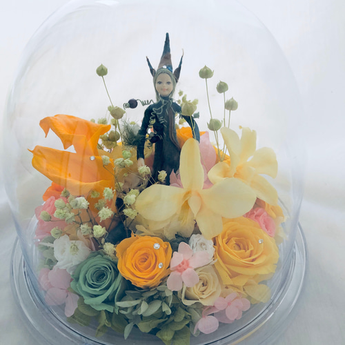 オルゴール プリザーブドフラワー青いバラブルーローズ 星に願いを