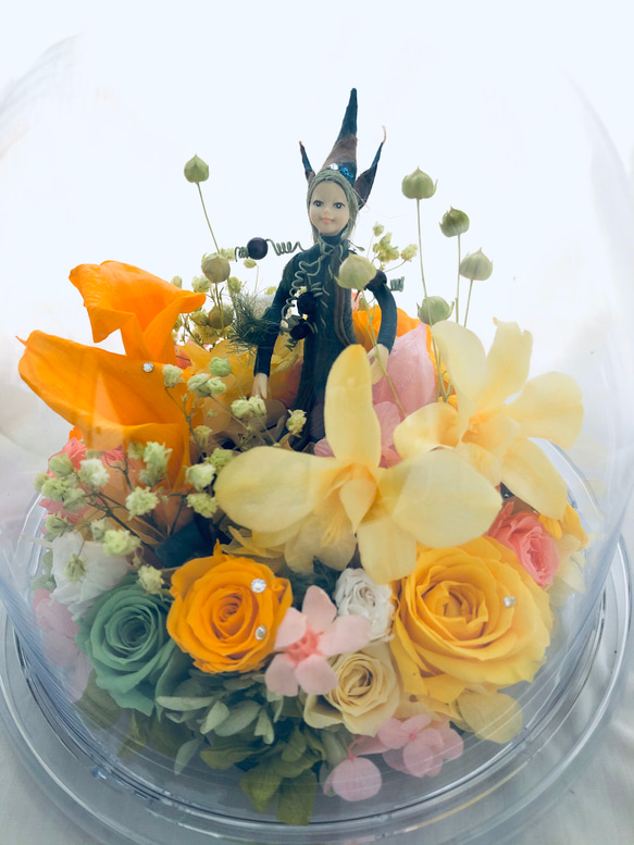 【プリザーブドフラワーオルゴールアレンジ】お花の妖精と星に願いをのメロディーと一緒に 5枚目の画像