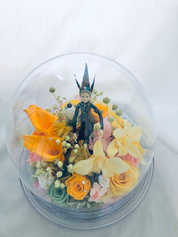 【プリザーブドフラワーオルゴールアレンジ】お花の妖精と星に願いをのメロディーと一緒に 6枚目の画像
