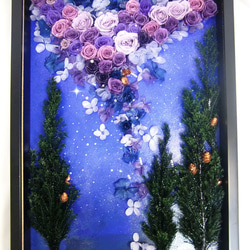 青紫花の日本画 大きめ シルバーフレーム 青紫花の日本画 大きめ シルバーフレーム