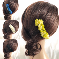 イエローグリーン紫陽花のヘアコーム髪飾り／プリザーブドフラワー 2枚目の画像