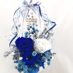 プリザーブドフラワー／星空に染まった青い薔薇の神秘と奇跡／ 陶器