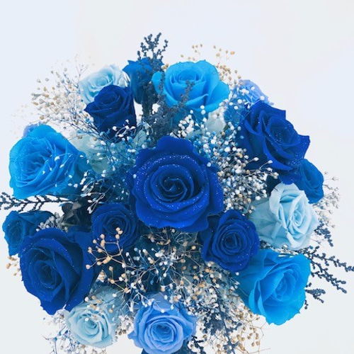 プリザーブドフラワー／星空に染まった青い薔薇の神秘と奇跡／ 陶器