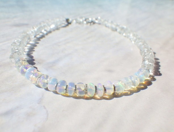 *sv925* Opal＆Crystal Bracelet　プレシャスオパール☆虹 2枚目の画像