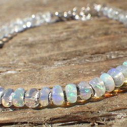 *sv925* Opal＆Crystal Bracelet　プレシャスオパール☆虹 4枚目の画像