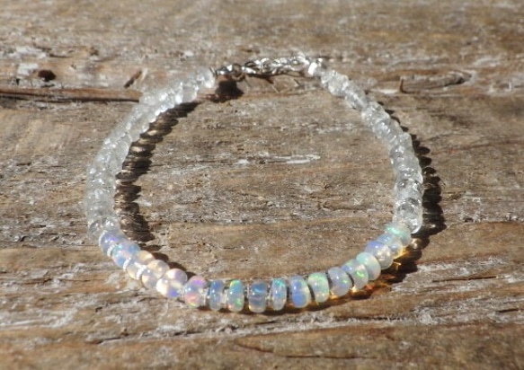 *sv925* Opal＆Crystal Bracelet　プレシャスオパール☆虹 5枚目の画像