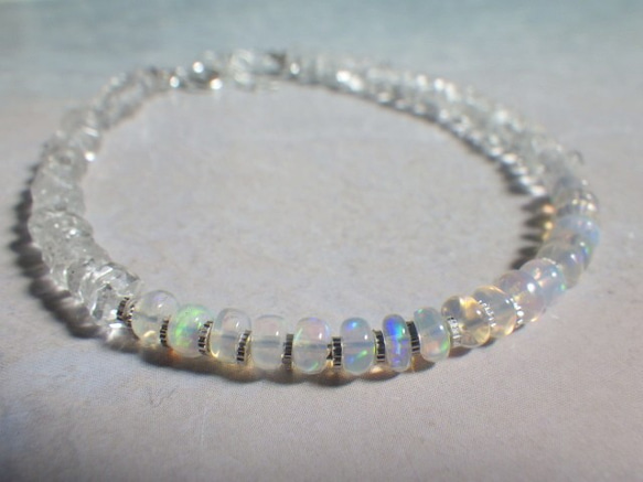 *sv925* Opal＆Crystal Bracelet　プレシャスオパール☆虹 6枚目の画像