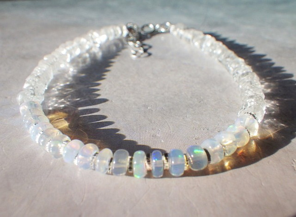 *sv925* Opal＆Crystal Bracelet　プレシャスオパール☆虹 9枚目の画像