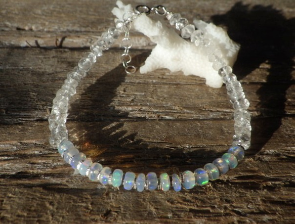 *sv925* Opal＆Crystal Bracelet　プレシャスオパール☆虹 10枚目の画像