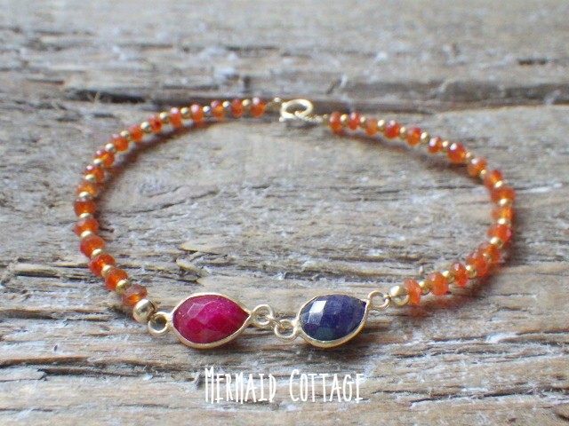 *14Kgf*ルビーとラピスラズリのカーネリアンエキゾチックブレス