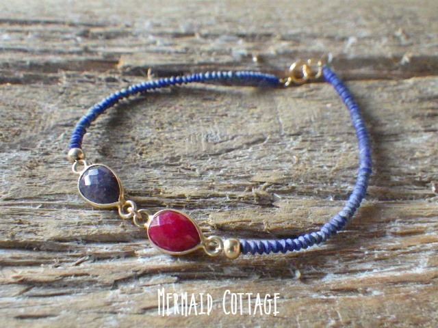 9月誕生石☆Blue&Red ✳︎ラピスラズリとルビー✳︎ラピスの古代ブレス　*14kgf*