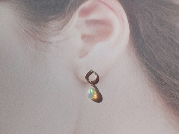 *14kgf*Ethiopian Opal Stud Earrings エチオピア産プレシャスオパール14kgfスタッド 5枚目の画像