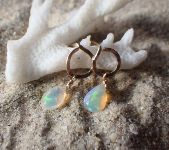 *14kgf*Ethiopian Opal Stud Earrings エチオピア産プレシャスオパール14kgfスタッド 7枚目の画像