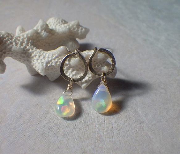 *14kgf*Ethiopian Opal Stud Earrings エチオピア産プレシャスオパール14kgfスタッド 10枚目の画像