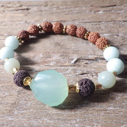 Big Chalcedony Healing Braceletアロマブレスレット☆ルドラクシャ 6枚目の画像