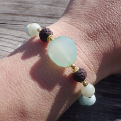 Big Chalcedony Healing Braceletアロマブレスレット☆ルドラクシャ 8枚目の画像