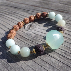 Big Chalcedony Healing Braceletアロマブレスレット☆ルドラクシャ 9枚目の画像