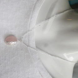 sv925 Bubbles on Rose Quartz　ローズクォーツとホワイトトパーズのネックレス　２WAY 2枚目の画像
