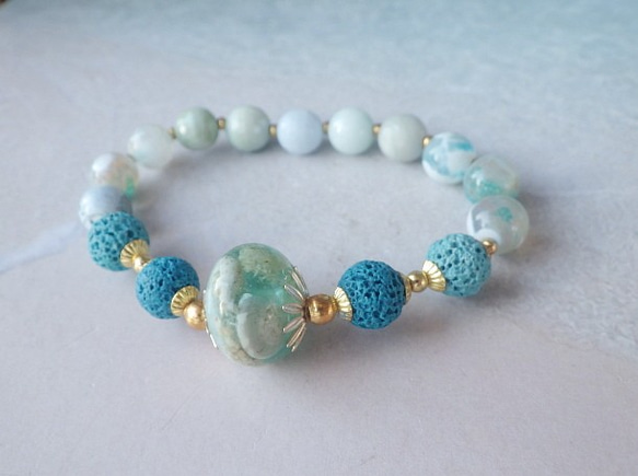 再販☆Sandy Beach＊Essential Oil Diffuser Bracelet☆蓄光 4枚目の画像