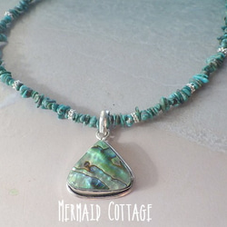 *3WAY*Triangle Avalon Turquoise Necklace 三角アバロンのターコイズステートメント 2枚目の画像