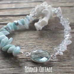 *sv925*Larimar&Herkimer Beach Bracelet 1枚目の画像