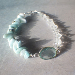 *sv925*Larimar&Herkimer Beach Bracelet 3枚目の画像