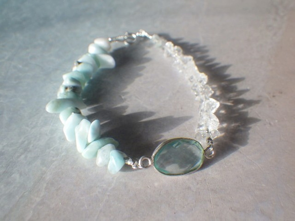 *sv925*Larimar&Herkimer Beach Bracelet 3枚目の画像