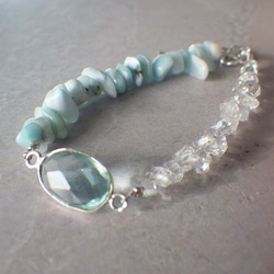 *sv925*Larimar&Herkimer Beach Bracelet 4枚目の画像