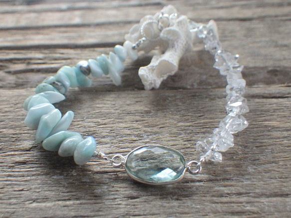 *sv925*Larimar&Herkimer Beach Bracelet 6枚目の画像