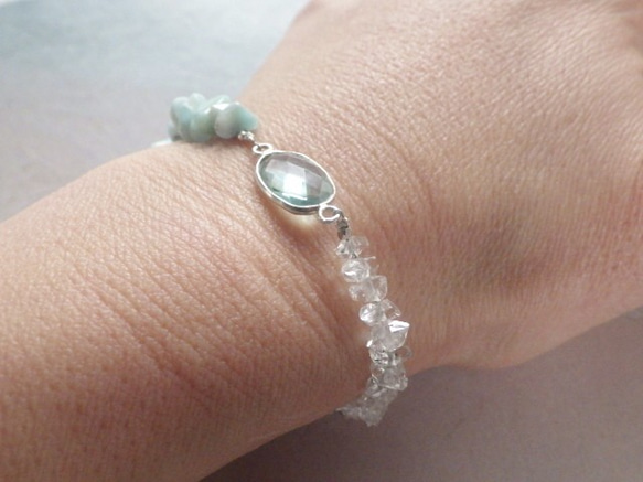 *sv925*Larimar&Herkimer Beach Bracelet 7枚目の画像