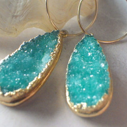 14kgf* Ocean Druzy Goddess Earrings ドゥルージーの14kgfフープピアス 2枚目の画像