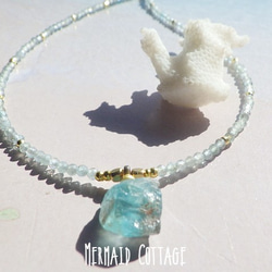 *14kgf*Raw Apataite Ocean Necklace＊アパタイト原石のビーチネックレス 1枚目の画像