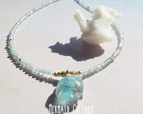 14kgf*Raw Apataite Ocean Necklace＊アパタイト原石のビーチ