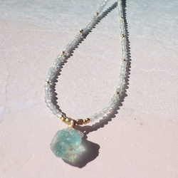 *14kgf*Raw Apataite Ocean Necklace＊アパタイト原石のビーチネックレス 5枚目の画像