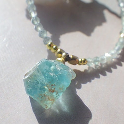 *14kgf*Raw Apataite Ocean Necklace＊アパタイト原石のビーチネックレス 9枚目の画像