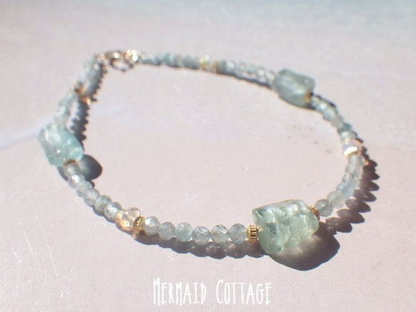 *14kgf*Raw Apatite Beach Bracelet☆アパタイト原石のビーチブレスレット 1枚目の画像