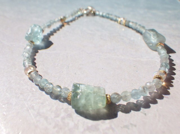 *14kgf*Raw Apatite Beach Bracelet☆アパタイト原石のビーチブレスレット 2枚目の画像