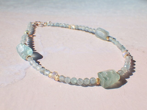 *14kgf*Raw Apatite Beach Bracelet☆アパタイト原石のビーチブレスレット 3枚目の画像