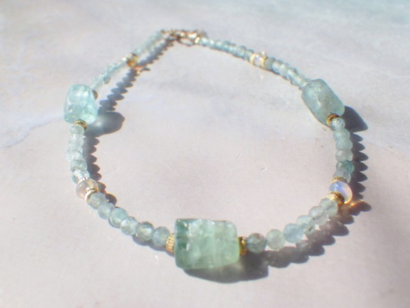 *14kgf*Raw Apatite Beach Bracelet☆アパタイト原石のビーチブレスレット 4枚目の画像