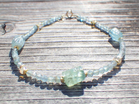 *14kgf*Raw Apatite Beach Bracelet☆アパタイト原石のビーチブレスレット 5枚目の画像