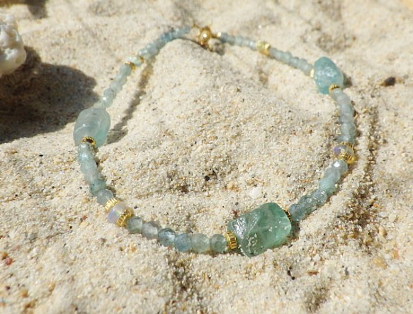 *14kgf*Raw Apatite Beach Bracelet☆アパタイト原石のビーチブレスレット 6枚目の画像