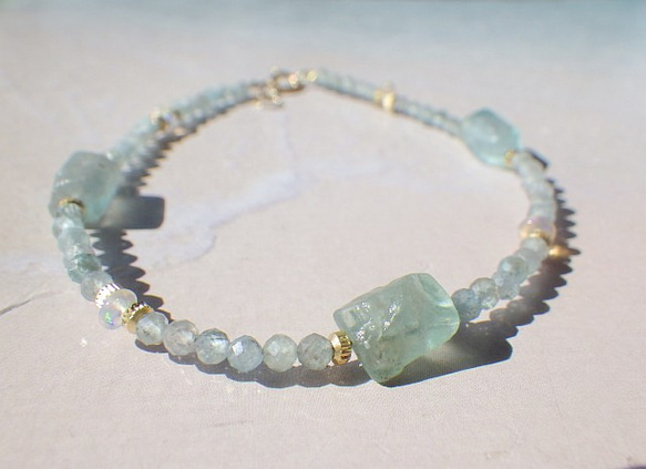 *14kgf*Raw Apatite Beach Bracelet☆アパタイト原石のビーチブレスレット 8枚目の画像