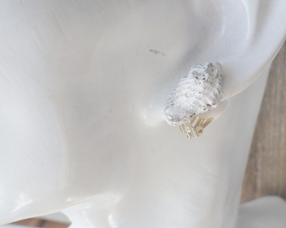 【陶土】Apple Murex 巻貝のほっこりイヤリング　蝶バネ 5枚目の画像