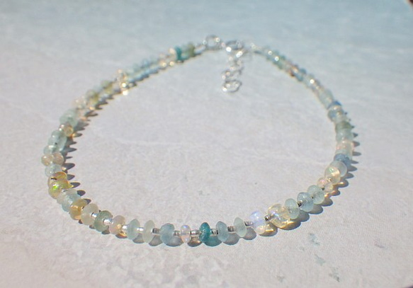 ＊sv925＊Opal with Romanglass & Silver Bracelet (S) アジャスター 2枚目の画像