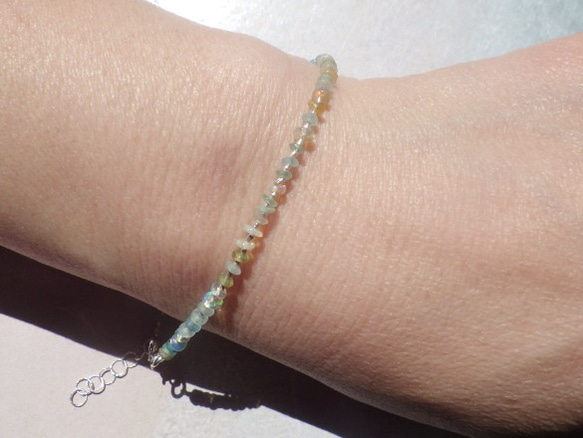 ＊sv925＊Opal with Romanglass & Silver Bracelet (S) アジャスター 8枚目の画像