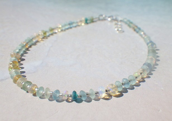 ＊sv925＊Opal with Romanglass & Silver Bracelet (S) アジャスター 9枚目の画像