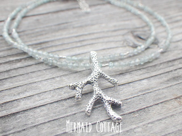 *sv925*Coral Reef Ocean Necklace☆コーラルリーフ＆アパタイト 1枚目の画像