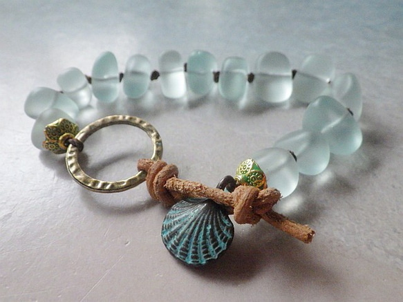 Seaglass Bracelet--vintage shell 4枚目の画像