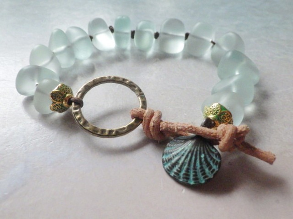 Seaglass Bracelet--vintage shell 6枚目の画像